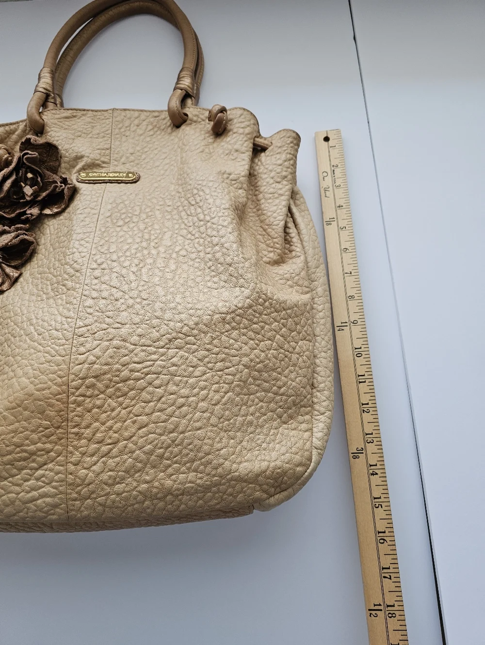 Cynthia Rowley Pebble Leather Floral Applique Hobo​ Bag